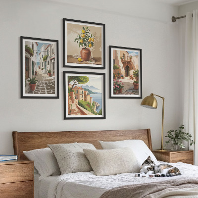 Multi-piece wall decor set Streets, houses, plants, pots