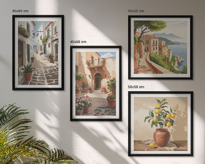Multi-piece wall decor set Streets, houses, plants, pots