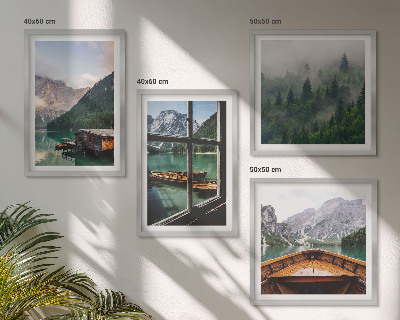 Wall art set Mountain lake Łódź cottages