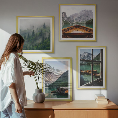Wall art set Mountain lake Łódź cottages