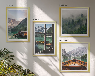 Wall art set Mountain lake Łódź cottages