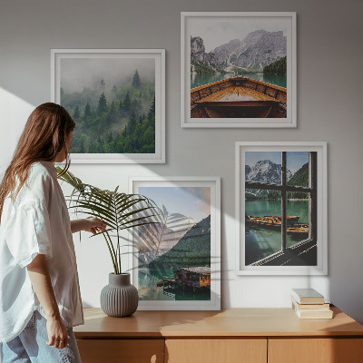 Wall art set Mountain lake Łódź cottages