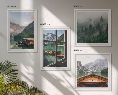 Wall art set Mountain lake Łódź cottages