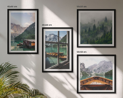 Wall art set Mountain lake Łódź cottages