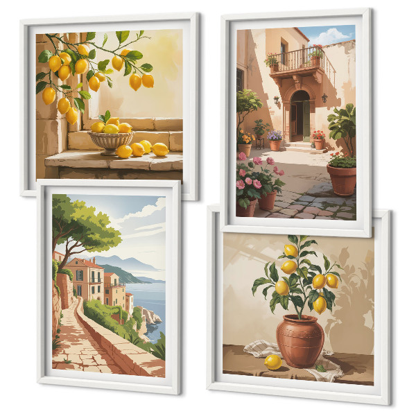 Set of 4 wall art pieces Citrus fruits in the kitchen