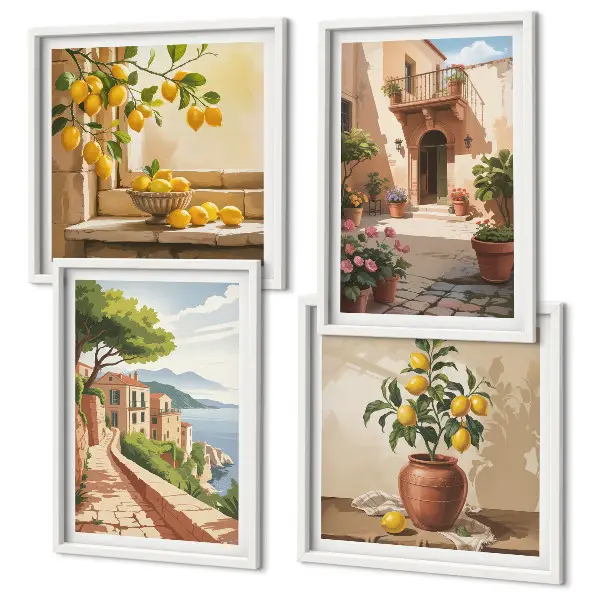 Citrus fruits in the kitchen set of 4 wall art pieces