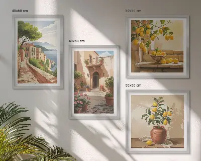 Citrus fruits in the kitchen set of 4 wall art pieces