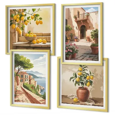 Citrus fruits in the kitchen set of 4 wall art pieces