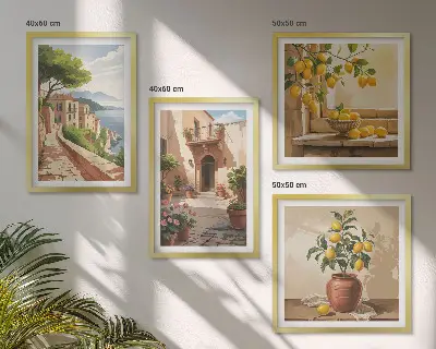 Citrus fruits in the kitchen set of 4 wall art pieces