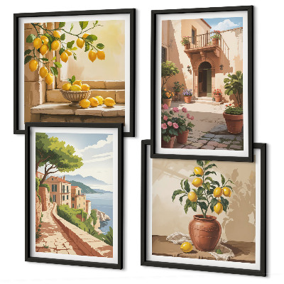 Set of 4 wall art pieces Citrus fruits in the kitchen