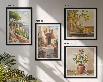 Citrus fruits in the kitchen set of 4 wall art pieces