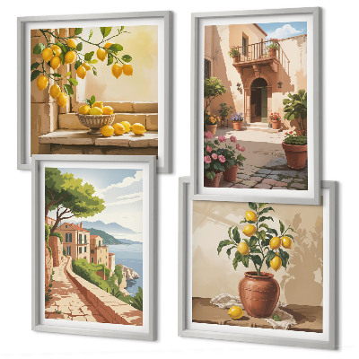 Set of 4 wall art pieces Citrus fruits in the kitchen