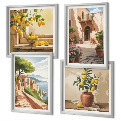 Citrus fruits in the kitchen set of 4 wall art pieces
