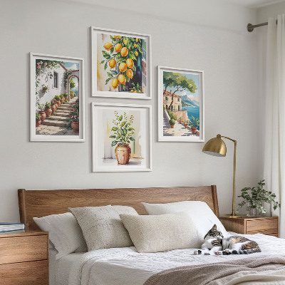 Wall art set Lemon seaside flowers