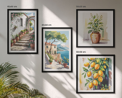 Wall art set Lemon seaside flowers