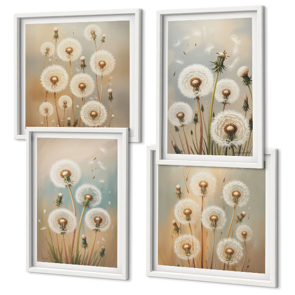 Multi-piece wall decor set Pastel dandelion flowers