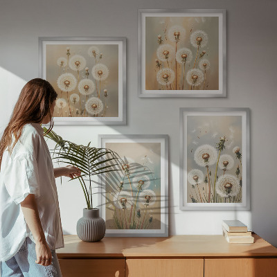 Multi-piece wall decor set Pastel dandelion flowers