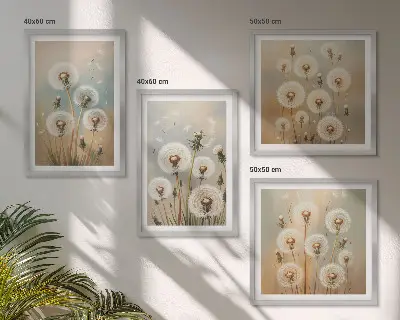 Pastel dandelion flowers wall art multi-piece wall decor set