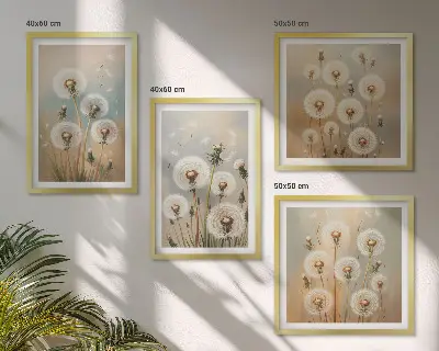 Pastel dandelion flowers wall art multi-piece wall decor set