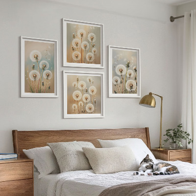 Multi-piece wall decor set Pastel dandelion flowers