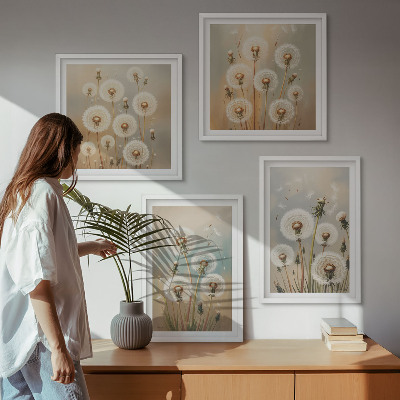 Multi-piece wall decor set Pastel dandelion flowers