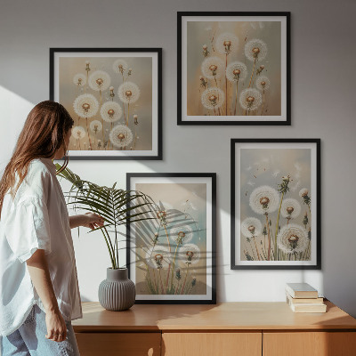 Multi-piece wall decor set Pastel dandelion flowers