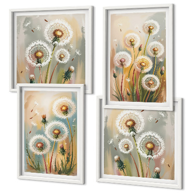 Wall art set Dandelion flowers pastel grasses