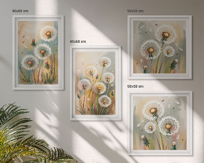 Wall art set Dandelion flowers pastel grasses