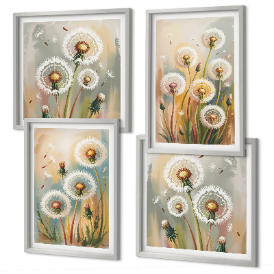 Wall art set Dandelion flowers pastel grasses