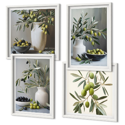 Multi-piece wall decor set Olives in gray vases