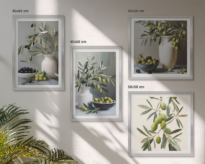 Multi-piece wall decor set Olives in gray vases