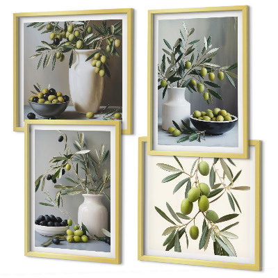 Multi-piece wall decor set Olives in gray vases