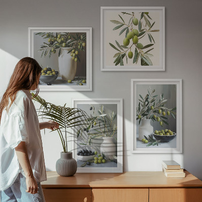 Multi-piece wall decor set Olives in gray vases
