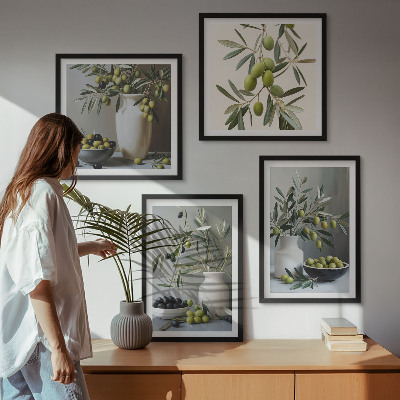 Multi-piece wall decor set Olives in gray vases