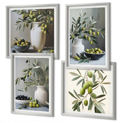 Multi-piece wall decor set Olives in gray vases