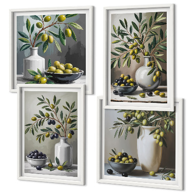 Wall art set Olives in ceramic gray