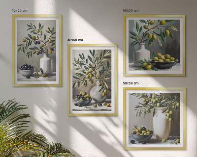 Wall art set Olives in ceramic gray