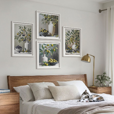 Wall art set Olives in ceramic gray
