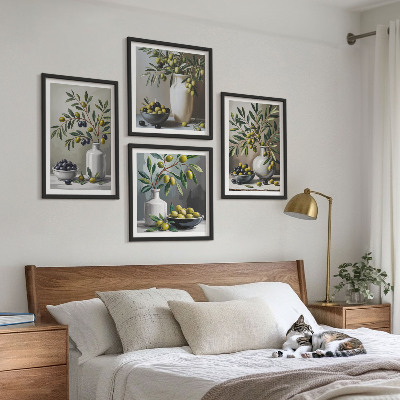 Wall art set Olives in ceramic gray
