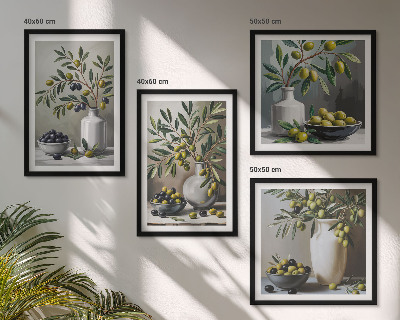 Wall art set Olives in ceramic gray