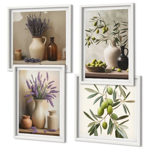 Set of 4 wall art pieces Flowers in vases decorations