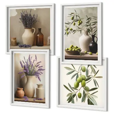 Flowers in vases wall art set of 4 pieces