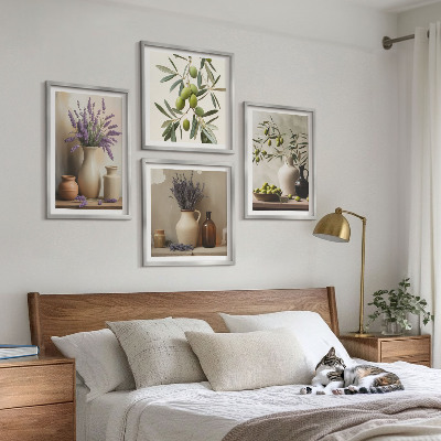 Set of 4 wall art pieces Flowers in vases decorations