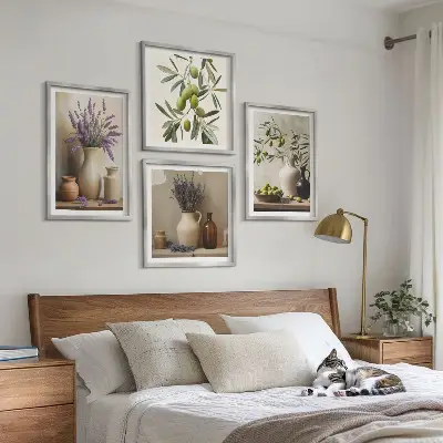 Flowers in vases wall art set of 4 pieces