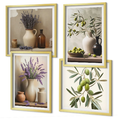Set of 4 wall art pieces Flowers in vases decorations