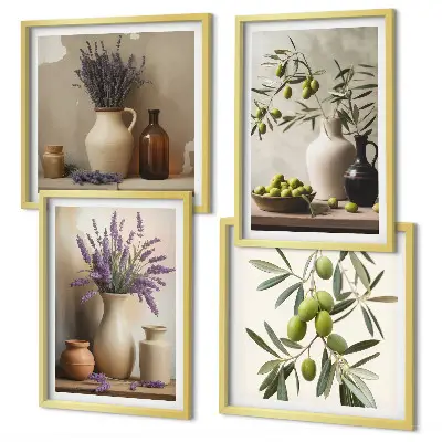 Flowers in vases wall art set of 4 pieces