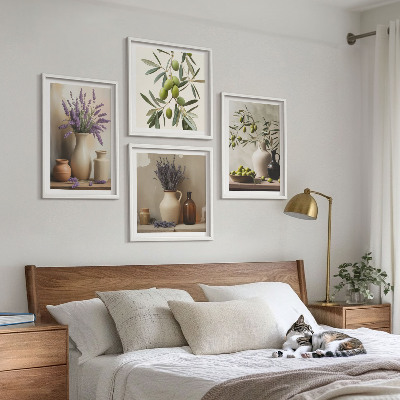 Set of 4 wall art pieces Flowers in vases decorations