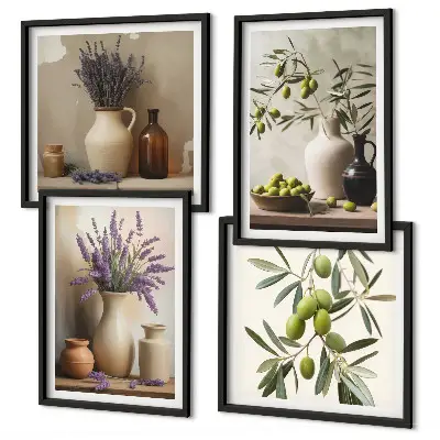 Flowers in vases wall art set of 4 pieces