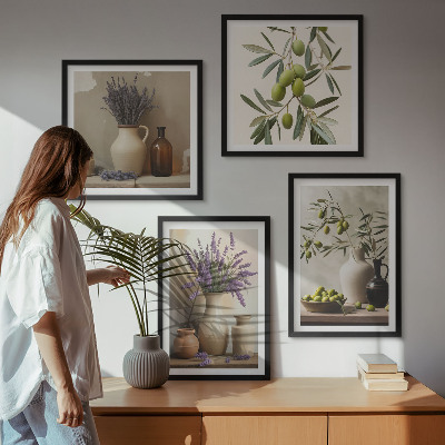 Set of 4 wall art pieces Flowers in vases decorations