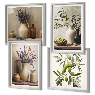 Set of 4 wall art pieces Flowers in vases decorations